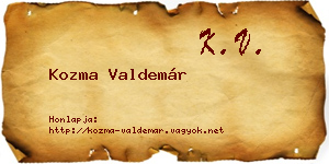Kozma Valdemár névjegykártya